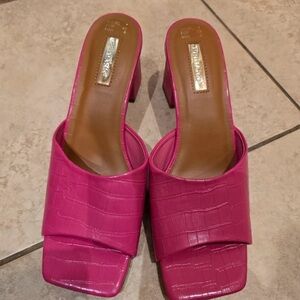 Zara Pink Croc-Pattern Mules